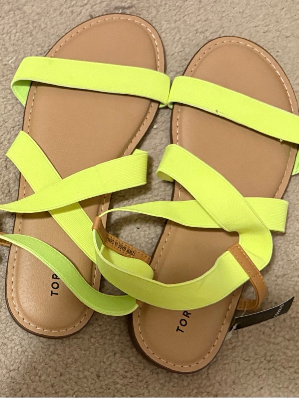 Torrid Neon Lime Strappy Flat Sandals